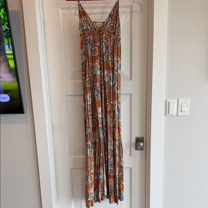 L’Agence Paisley Printed Maxi Dress in Orange and Green
